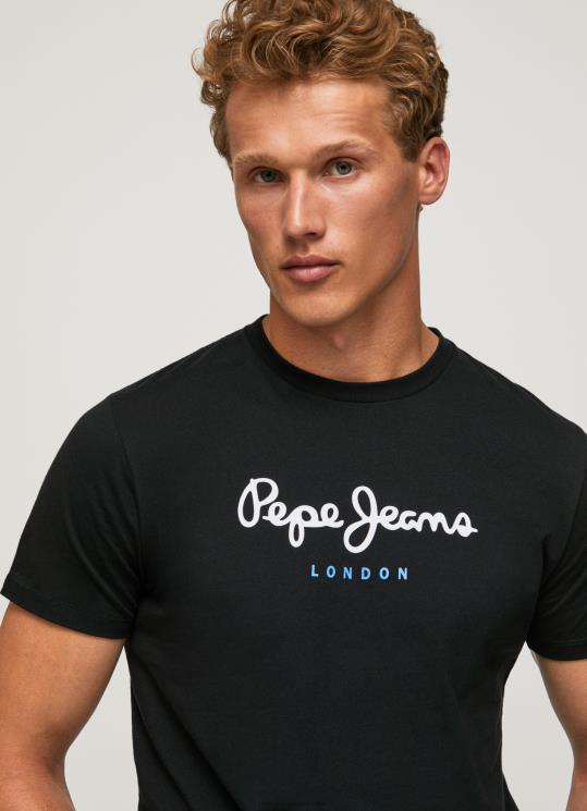 d792d791d7a8d799d79d_4n8xb1000_pepe_jeans_d7a9d6b8d781d797d795d6b9d7a8_d797d795d79cd7a6d7aa_d798d7a8d799d7a7d795_d79bd795d7aad7a.jpg גברים 4N8XB1000 Pepe Jeans שָׁחוֹר חולצת טריקו כותנה לוגו מודפס – תמונה 1