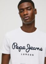⁦גברים 4N8XB1002 Pepe Jeans לבן חולצת טריקו מכותנה עם שרוולים קצרים⁩ – תמונה ⁦3⁩