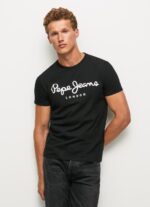 ⁦גברים 4N8XB1003 Pepe Jeans שָׁחוֹר חולצת טריקו מכותנה עם שרוולים קצרים⁩ – תמונה ⁦3⁩