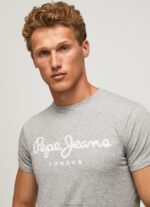 ⁦גברים 4N8XB1004 Pepe Jeans חוואר אפור חולצת טריקו מכותנה עם שרוולים קצרים⁩ – תמונה ⁦2⁩