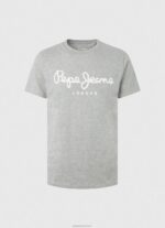 ⁦גברים 4N8XB1004 Pepe Jeans חוואר אפור חולצת טריקו מכותנה עם שרוולים קצרים⁩ – תמונה ⁦4⁩