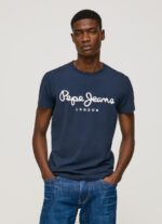 גברים 4N8XB1005 Pepe Jeans חיל הים חולצת טריקו מכותנה עם שרוולים קצרים