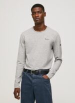 גברים 4N8XB1006 Pepe Jeans חוואר אפור חולצת כותנה עם שרוולים ארוכים