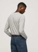 ⁦גברים 4N8XB1006 Pepe Jeans חוואר אפור חולצת כותנה עם שרוולים ארוכים⁩ – תמונה ⁦4⁩