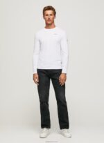 ⁦גברים 4N8XB1007 Pepe Jeans לבן חולצת כותנה עם שרוולים ארוכים⁩ – תמונה ⁦2⁩