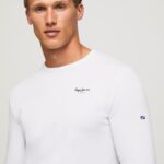 גברים 4N8XB1007 Pepe Jeans לבן חולצת כותנה עם שרוולים ארוכים