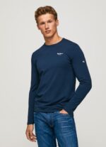 גברים 4N8XB1009 Pepe Jeans חיל הים חולצת כותנה עם שרוולים ארוכים