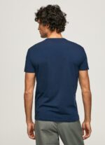 ⁦גברים 4N8XB1010 Pepe Jeans חיל הים חולצת טריקו כותנה לוגו מודפס⁩ – תמונה ⁦4⁩
