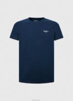 ⁦גברים 4N8XB1010 Pepe Jeans חיל הים חולצת טריקו כותנה לוגו מודפס⁩ – תמונה ⁦5⁩