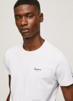 ⁦גברים 4N8XB1011 Pepe Jeans לבן חולצת טריקו כותנה לוגו מודפס⁩ – תמונה ⁦3⁩