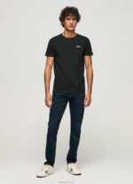 ⁦גברים 4N8XB1012 Pepe Jeans שָׁחוֹר חולצת טריקו כותנה לוגו מודפס⁩ – תמונה ⁦2⁩