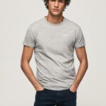 גברים 4N8XB1013 Pepe Jeans חוואר אפור חולצת טריקו כותנה לוגו מודפס