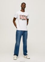 ⁦גברים 4N8XB1014 Pepe Jeans לבן לוגו דגל n חולצת דגל מנופפת⁩ – תמונה ⁦2⁩