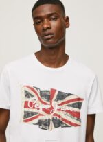 ⁦גברים 4N8XB1014 Pepe Jeans לבן לוגו דגל n חולצת דגל מנופפת⁩ – תמונה ⁦3⁩