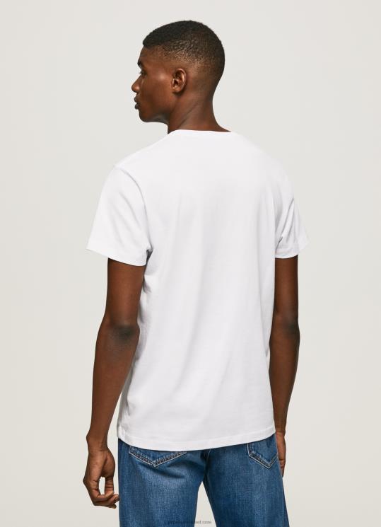 ⁦גברים 4N8XB1014 Pepe Jeans לבן לוגו דגל n חולצת דגל מנופפת⁩ – תמונה ⁦4⁩