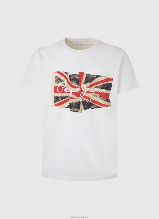 ⁦גברים 4N8XB1014 Pepe Jeans לבן לוגו דגל n חולצת דגל מנופפת⁩ – תמונה ⁦5⁩