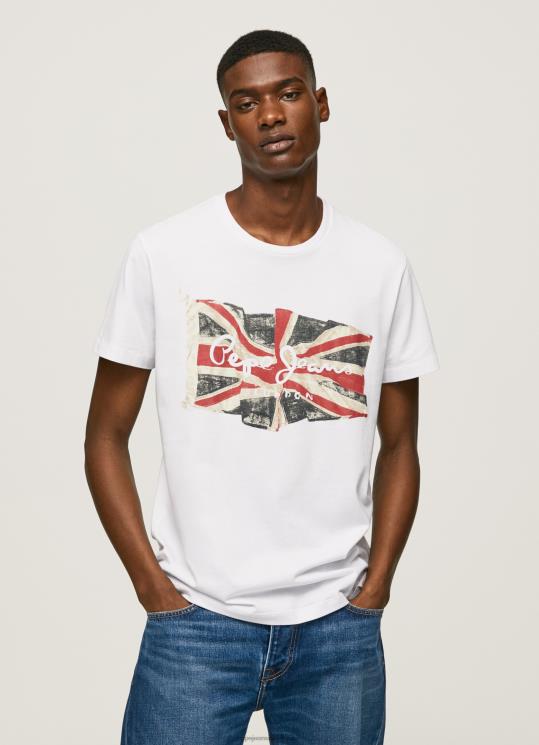 d792d791d7a8d799d79d_4n8xb1014_pepe_jeans_d79cd791d79f_d79cd795d792d795_d793d792d79c_n_d797d795d79cd7a6d7aa_d793d792d79c_d79ed7a0.jpg גברים 4N8XB1014 Pepe Jeans לבן לוגו דגל n חולצת דגל מנופפת – תמונה 1