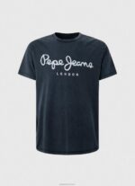 ⁦גברים 4N8XB1015 Pepe Jeans אִינדִיגוֹ חולצת טריקו עם לוגו מודפס של essentialenim⁩ – תמונה ⁦5⁩