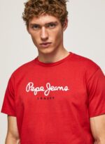 ⁦גברים 4N8XB1016 Pepe Jeans סטודיו אדום חולצת טריקו כותנה לוגו מודפס⁩ – תמונה ⁦3⁩
