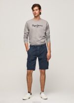 ⁦גברים 4N8XB1017 Pepe Jeans חוואר אפור חולצת טריקו כותנה לוגו מודפס⁩ – תמונה ⁦2⁩