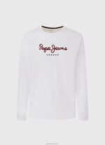 ⁦גברים 4N8XB1018 Pepe Jeans לבן חולצת טריקו כותנה לוגו מודפס⁩ – תמונה ⁦5⁩