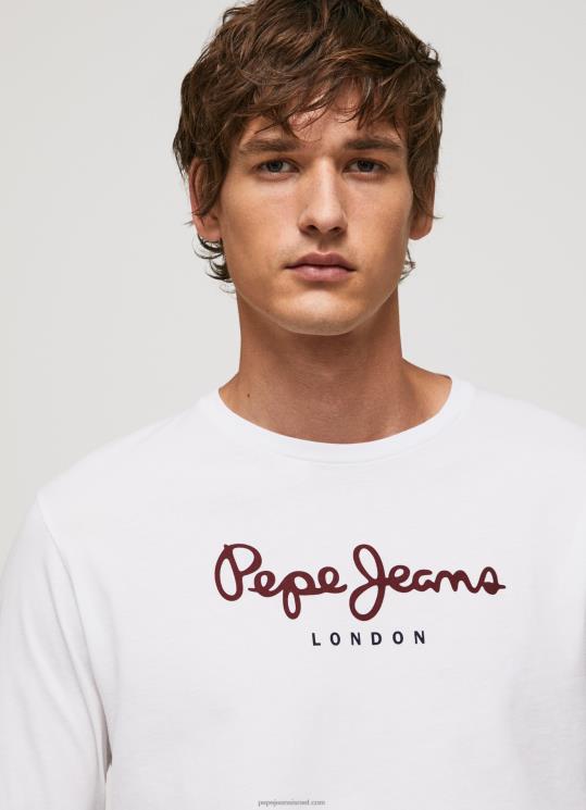 d792d791d7a8d799d79d_4n8xb1018_pepe_jeans_d79cd791d79f_d797d795d79cd7a6d7aa_d798d7a8d799d7a7d795_d79bd795d7aad7a0d794_d79cd795d7.jpg גברים 4N8XB1018 Pepe Jeans לבן חולצת טריקו כותנה לוגו מודפס – תמונה 1