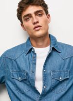 גברים 4N8XB1020 Pepe Jeans דֵנִים חולצת ג'ינס בכושר רגיל של קרסון