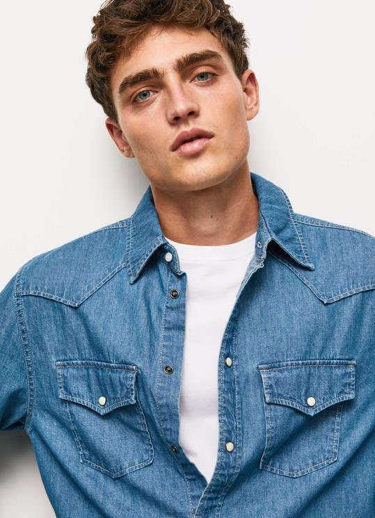 d792d791d7a8d799d79d_4n8xb1020_pepe_jeans_d793d6b5d7a0d6b4d799d79d_d797d795d79cd7a6d7aa_d792d799d7a0d7a1_d791d79bd795d7a9d7a8_d7.jpg גברים 4N8XB1020 Pepe Jeans דֵנִים חולצת ג'ינס בכושר רגיל של קרסון – תמונה 1