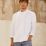 גברים 4N8XB1026 Pepe Jeans כחול אקונומיקה חולצת אוקספורד עם פסים דקים של לוציוס