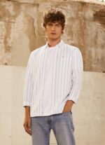 גברים 4N8XB1026 Pepe Jeans כחול אקונומיקה חולצת אוקספורד עם פסים דקים של לוציוס