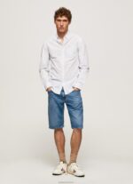 ⁦גברים 4N8XB1028 Pepe Jeans כחול אקונומיקה חולצת פופלין בגזרה דקיקה של לארי⁩ – תמונה ⁦2⁩