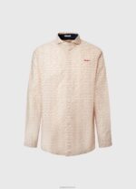 ⁦גברים 4N8XB1053 Pepe Jeans צבע קרם חולצת פופלין של לוקוס בגזרה קלה⁩ – תמונה ⁦5⁩