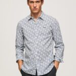 גברים 4N8XB1070 Pepe Jeans לבן חולצת פופלין lou slim fit
