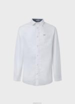⁦גברים 4N8XB1073 Pepe Jeans לבן חולצת פרקר עם שרוולים ארוכים⁩ – תמונה ⁦5⁩
