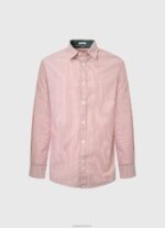 ⁦גברים 4N8XB1074 Pepe Jeans סטודיו אדום חולצת פופלין עם פסים בנגליים של פרסי⁩ – תמונה ⁦5⁩