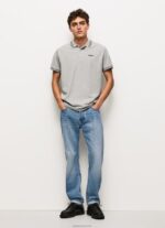 ⁦גברים 4N8XB1077 Pepe Jeans חוואר אפור חולצת פולו פיקה עם לוגו רקום⁩ – תמונה ⁦2⁩