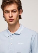 ⁦גברים 4N8XB1080 Pepe Jeans כחול אקונומיקה חולצת פולו פיקה עם לוגו רקום⁩ – תמונה ⁦3⁩