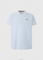 ⁦גברים 4N8XB1080 Pepe Jeans כחול אקונומיקה חולצת פולו פיקה עם לוגו רקום⁩ – תמונה ⁦5⁩