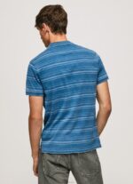 ⁦גברים 4N8XB1083 Pepe Jeans אִינדִיגוֹ חולצת פולו כותנה מודפסת עם פסים⁩ – תמונה ⁦4⁩