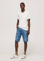 ⁦גברים 4N8XB1089 Pepe Jeans צבע קרם חולצת פולו פשתן מכותנה⁩ – תמונה ⁦2⁩