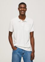 ⁦גברים 4N8XB1089 Pepe Jeans צבע קרם חולצת פולו פשתן מכותנה⁩ – תמונה ⁦3⁩