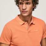 גברים 4N8XB1095 Pepe Jeans תפוז דלעת חולצת פולו פיקה עם לוגו רקום