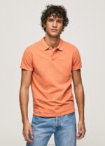 ⁦גברים 4N8XB1095 Pepe Jeans תפוז דלעת חולצת פולו פיקה עם לוגו רקום⁩ – תמונה ⁦3⁩