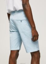 ⁦גברים 4N8XB1115 Pepe Jeans כחול אקונומיקה מכנסי צ'ינו קצרים מכותנה⁩ – תמונה ⁦5⁩
