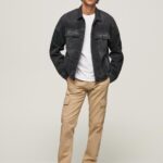 גברים 4N8XB1127 Pepe Jeans גָמָל מכנסי צ'ינו בהתאמה רגילה של שון