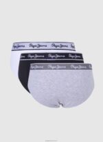 ⁦גברים 4N8XB1157 Pepe Jeans חוואר אפור תחתוני כותנה אלסטיים 3 מארז⁩ – תמונה ⁦2⁩
