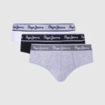 גברים 4N8XB1157 Pepe Jeans חוואר אפור תחתוני כותנה אלסטיים 3 מארז
