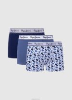 ⁦גברים 4N8XB1157 Pepe Jeans חוואר אפור תחתוני כותנה אלסטיים 3 מארז⁩ – תמונה ⁦4⁩