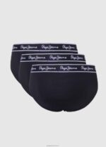 ⁦גברים 4N8XB1158 Pepe Jeans שָׁחוֹר תחתוני כותנה אלסטיים 3 מארז⁩ – תמונה ⁦2⁩
