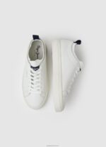 ⁦גברים 4N8XB1190 Pepe Jeans לבן נעלי ספורט גרביים מעור יוגי⁩ – תמונה ⁦2⁩